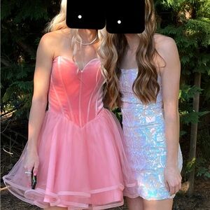 Alyce Paris Coral Strapless Tulle Dress